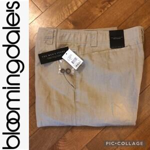 NWT Bloomingdales the mens store linen kahaki pants size 34 X 32